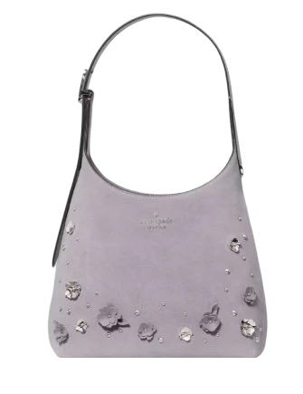 Kate Spade New York 454 Embellished Suede Small Shoulder Bag Icy Lavender