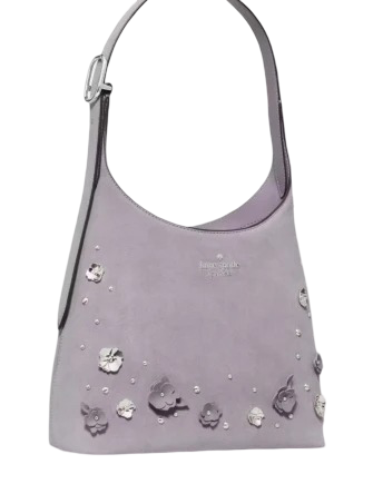 Kate Spade New York 454 Embellished Suede Small Shoulder Bag Icy Lavender