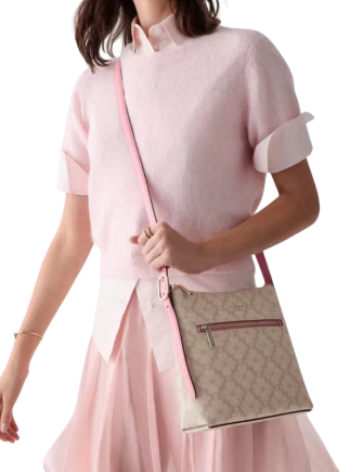 Kate Spade New York 454 Spade Flower Swingpack Crossbody Bag  Dark Beige Grapefruit 