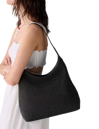 Kate Spade New York 454 Straw Large Shoulder Bag Black
