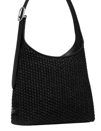 Kate Spade New York 454 Straw Small Shoulder Bag Black