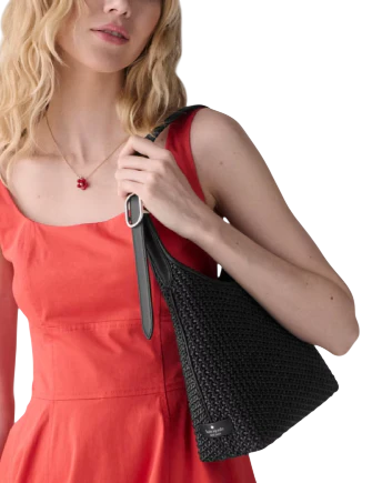 Kate Spade New York 454 Straw Small Shoulder Bag Black