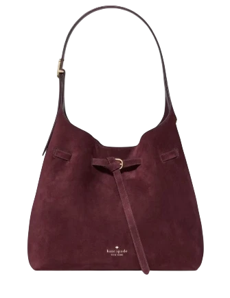 Kate Spade New York 454 Suede Belted Large Shoulder Bag Grenache