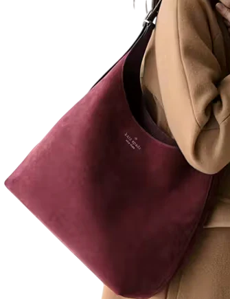 Kate Spade New York 454 Suede Large Shoulder Bag Merlot