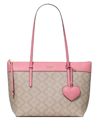 Kate Spade New York All Day Spade Flower Tote Bag With Charm  Dark Beige Grapefruit 