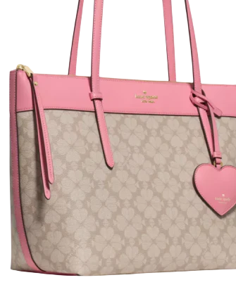 Kate Spade New York All Day Spade Flower Tote Bag With Charm  Dark Beige Grapefruit 