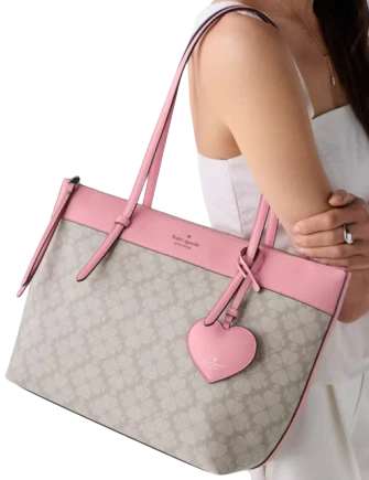 Kate Spade New York All Day Spade Flower Tote Bag With Charm  Dark Beige Grapefruit 