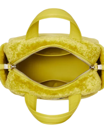 Kate Spade New York Apres Chic Faux Shearling Satchel Citron Sapphire