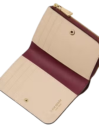 Kate Spade New York Ava Colorblocked Pebbled Leather Zip Bifold Wallet Cherry Juice