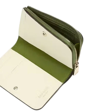Kate Spade New York Ava Colorblocked Pebbled Leather Zip Bifold Wallet Jungle Vine