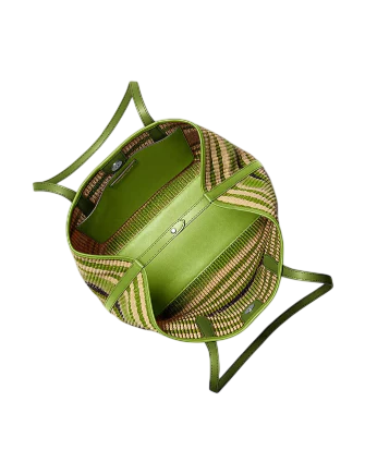 Kate Spade New York Avalon Medium Striped Woven Tote Bag Lime
