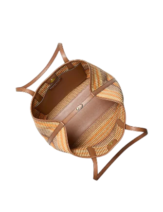 Kate Spade New York Avalon Medium Striped Woven Tote Bag  Radiant Orange 