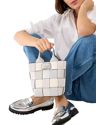 Kate Spade New York Basket Metallic Mini Tote Platinum Grey