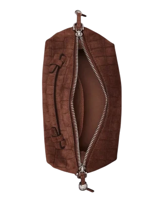 Kate Spade New York Billie Suede Croc Crossbody Bag Chocolate Truffle