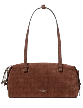 Kate Spade New York Billie Suede Croc Shoulder Bag Chocolate Truffle