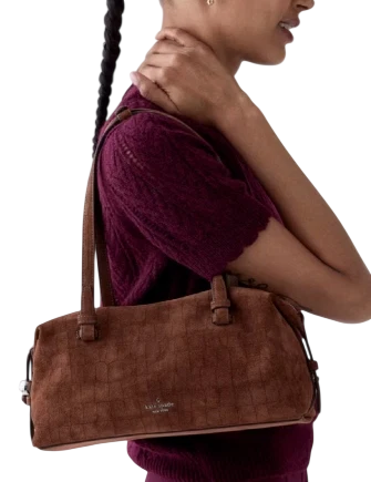 Kate Spade New York Billie Suede Croc Shoulder Bag Chocolate Truffle