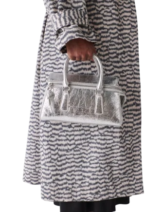 Kate Spade New York Bond Crinkle Metallic Leather Mini Bag Silver