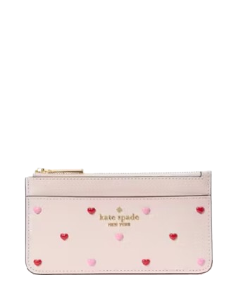 Kate Spade New York Boxed Madison Heart Studs Large Slim Card Holder Powdered Sugar