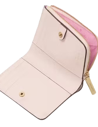 Kate Spade New York Boxed Madison Heart Studs Small L-Zip Wallet Powdered Sugar