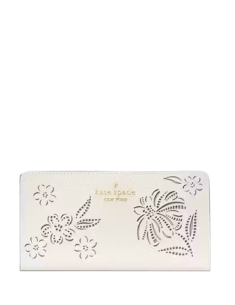 Kate Spade New York Boxed Madison Perforated Large Slim Bifold Wallet Meringue