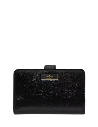 Kate Spade New York Bridget Crinkle Patent Medium Compact Bifold Wallet Black