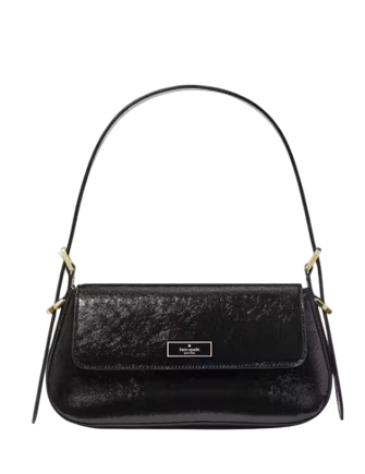 Kate Spade New York Bridget Crinkle Patent Small Flap Shoulder Black