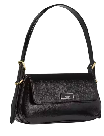 Kate Spade New York Bridget Crinkle Patent Small Flap Shoulder Black