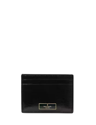 Kate Spade New York Bridget Crinkle Patent Small Slim Card Holder Black