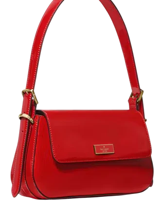Kate Spade New York Bridget Patent Fabric Small Flap Shoulder KS Bright Red