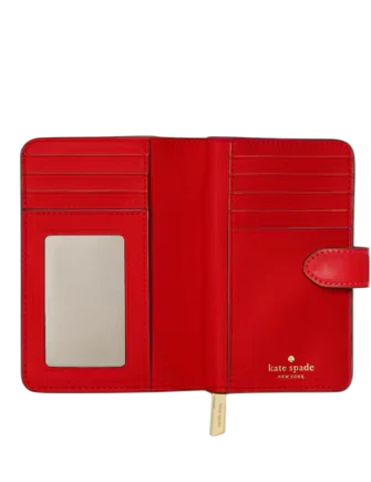 Kate Spade New York Bridget Patent Medium Compact Bifold Wallet KS Bright Red