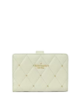 Kate Spade New York Carey Quilted Studded Medium Bifold Wallet Sage Bundle