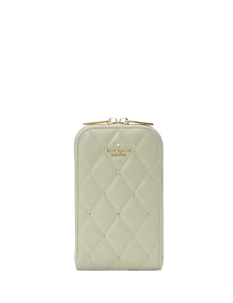 Kate Spade New York Carey Quilted Studded Phone Chain Crossbody Sage Bundle 