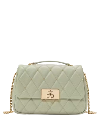 Kate Spade New York Carey Quilted Studs Small Flap Crossbody Sage Bundle