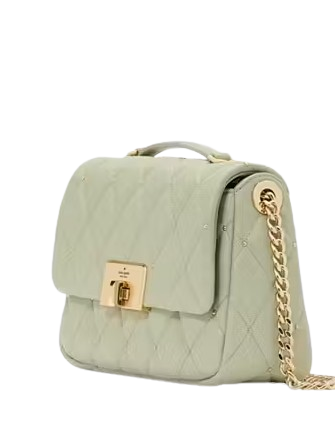 Kate Spade New York Carey Quilted Studs Small Flap Crossbody Sage Bundle