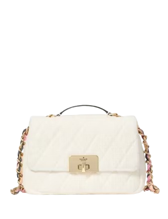 Kate Spade New York Carey Tweed Small Chain Crossbody  Cream 