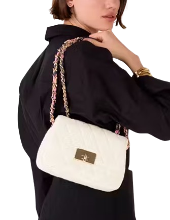 Kate Spade New York Carey Tweed Small Chain Crossbody  Cream 