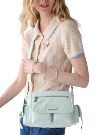 Kate Spade New York Carter Nylon Messenger Cargo Crossbody Bag Crisp Sky
