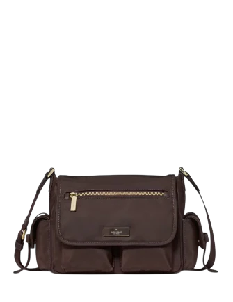 Kate Spade New York Carter Nylon Messenger Cargo Crossbody Bag Hot Fudge
