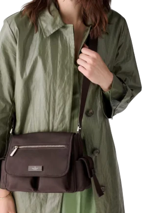 Kate Spade New York Carter Nylon Messenger Cargo Crossbody Bag Hot Fudge
