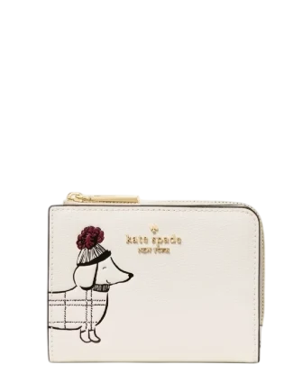 Kate Spade New York Charlie Dachshund Small L-zip Wallet Meringue