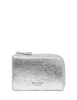 Kate Spade New York Crinkle Metallic Mini Zip Card Case Silver