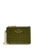 Kate Spade New York Croc Embossed Key Ring Card Holder Enchanted Green 