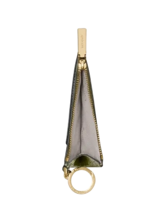 Kate Spade New York Croc Embossed Key Ring Card Holder Enchanted Green 