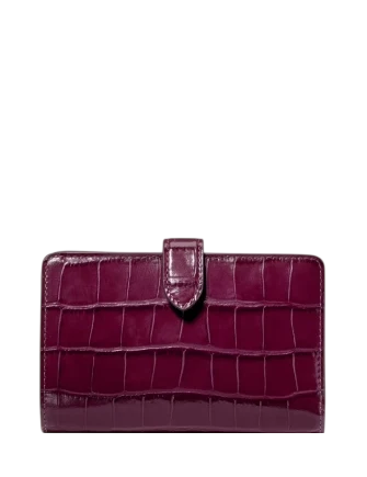 Kate Spade New York Croc Embossed Medium Bifold Wallet Deep Cherry