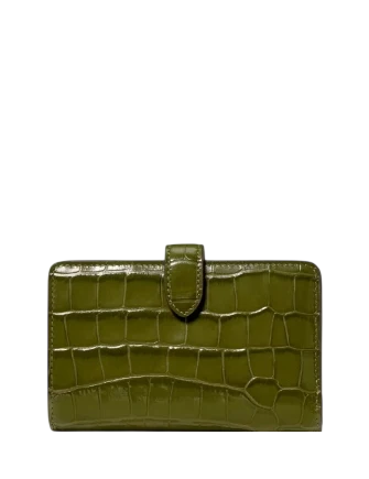 Kate Spade New York Croc Embossed Medium Bifold Wallet Enchanted Green