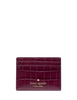 Kate Spade New York Croc Embossed Small Slim Card Holder Deep Cherry 