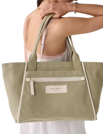 Kate Spade New York Dash Large Canvas Tote Bag Dried Bay Leaf