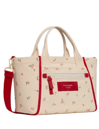 Kate Spade New York Dash Vibrant Buds Canvas Tote Bag Cream