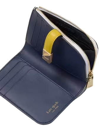 Kate Spade New York Deco Colorblocked Small Compact Wallet Pale Sapphirine