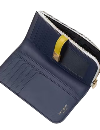 Kate Spade New York Deco Colorblocked Zip Slim Wallet Pale Sapphirine